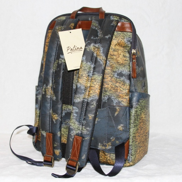 Patricia Nash Karina Backpack Travel Laptop Bag Carry On World Map - Picture 2 of 4